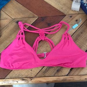 Frankie’s seamless, braided strap pink top, large